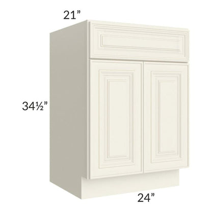 RTA Cambridge Antique White Glaze 24" Vanity Base Cabinet with 2 Decorative End Panels