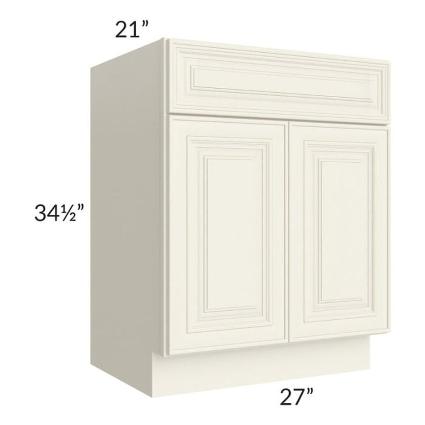 RTA Cambridge Antique White Glaze 27" Vanity Base Cabinet with 2 Decorative End Panels