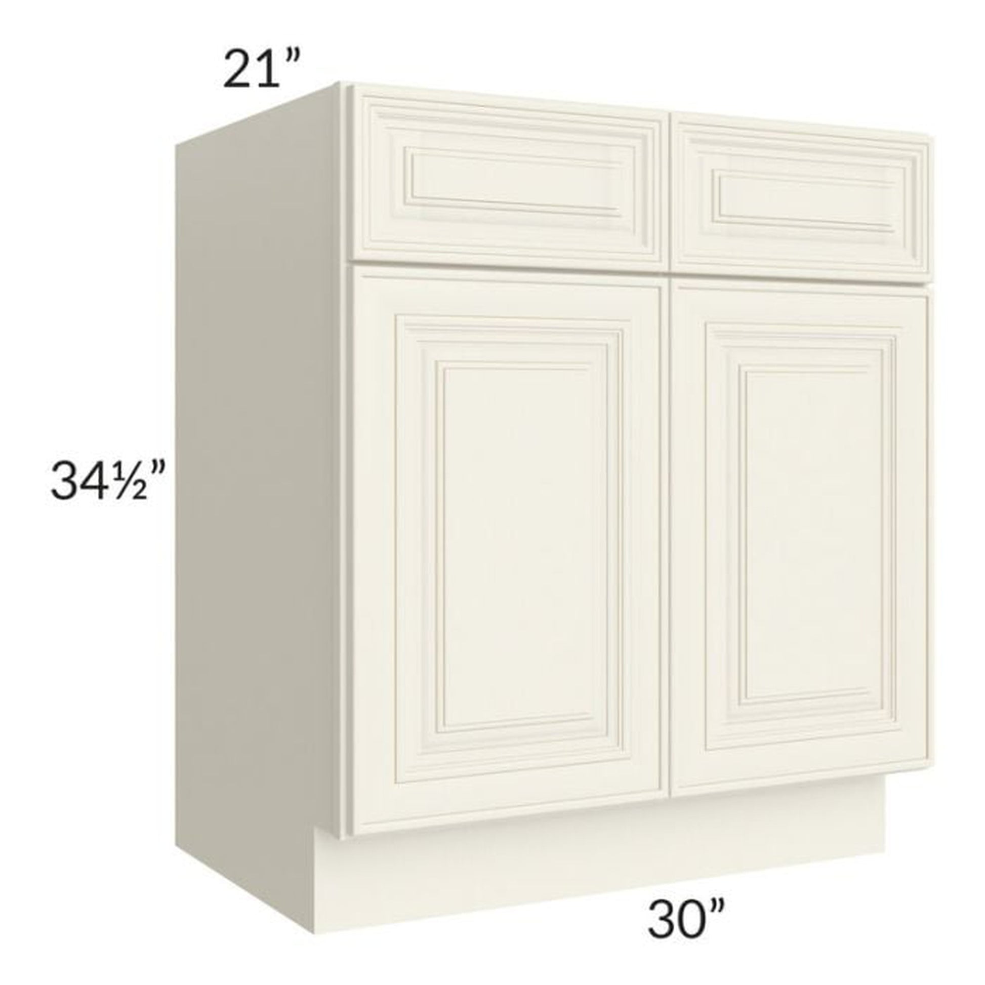 RTA Cambridge Antique White Glaze 30" Vanity Base Cabinet with 1 Decorative End Panel