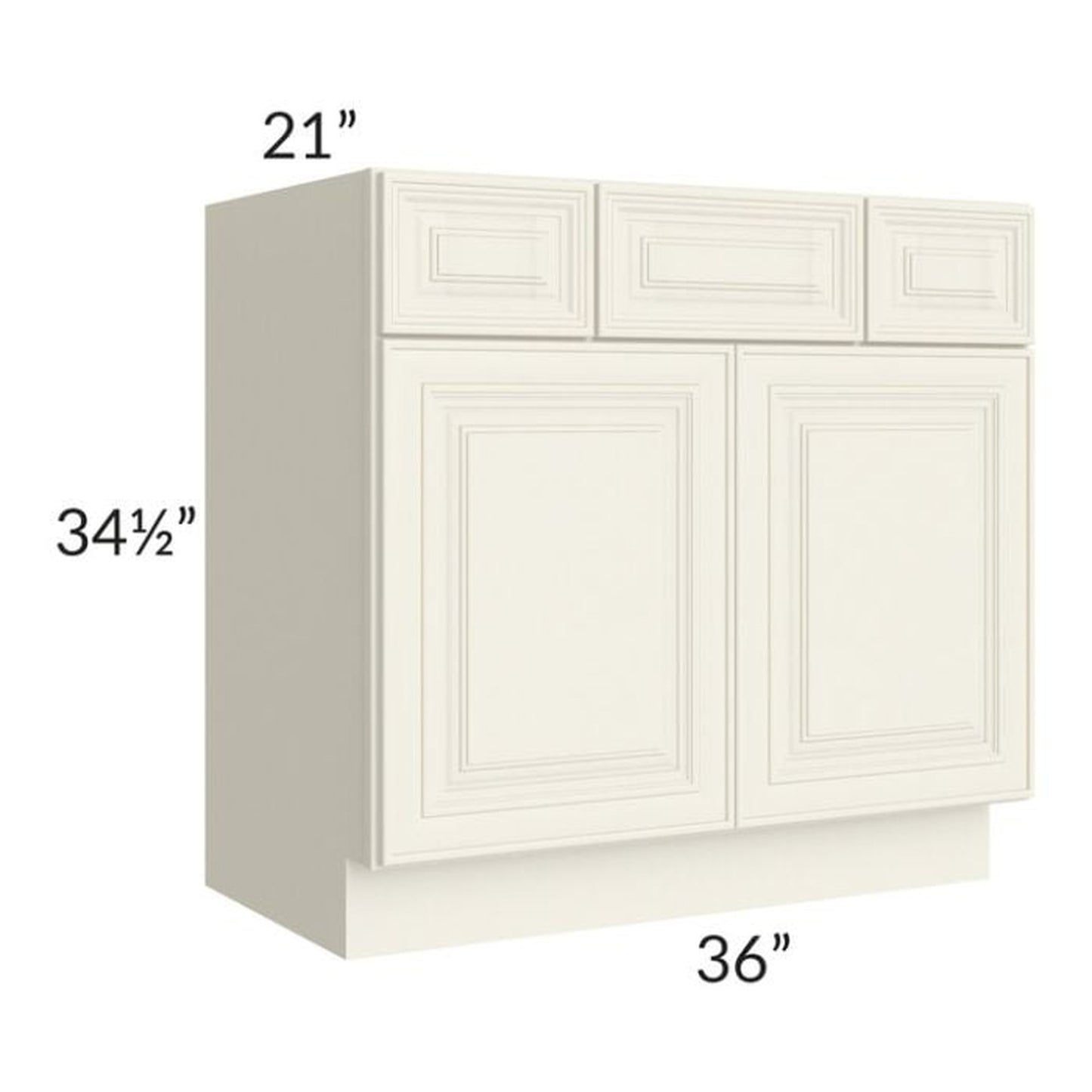 RTA Cambridge Antique White Glaze 36" Vanity Base Cabinet with 1 Decorative End Panel