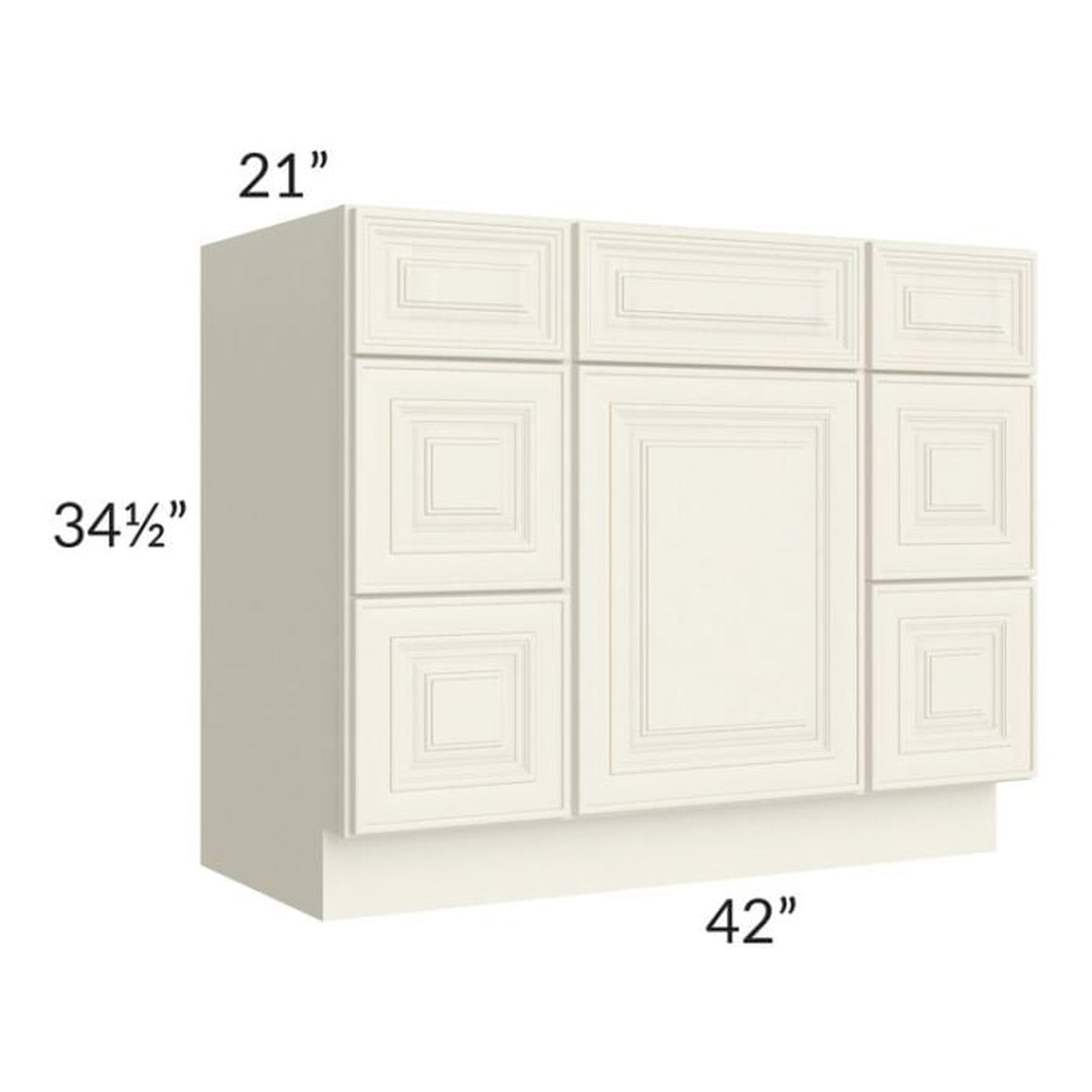 RTA Cambridge Antique White Glaze 42" Vanity Base Cabinet with 1 Decorative End Panel CW-VDDB42 + 1 DEP