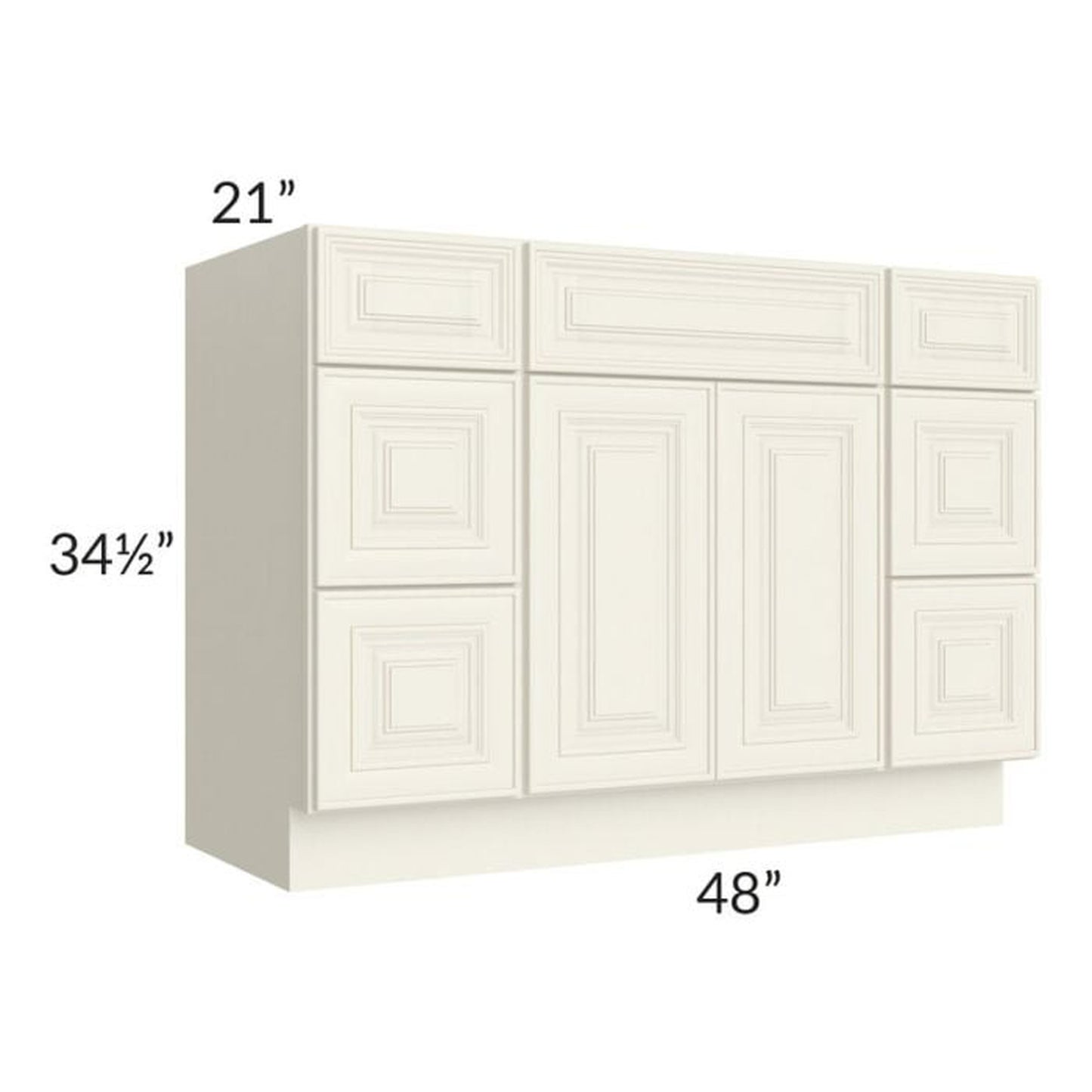 RTA Cambridge Antique White Glaze 48" Vanity Base Cabinet with 2 Decorative End Panels CW-VDDB48 + 2 DEP