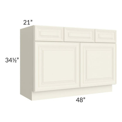 RTA Cambridge Antique White Glaze 48" Vanity Base Cabinet with 2 Decorative End Panels CW-VSD48 + 2 DEP