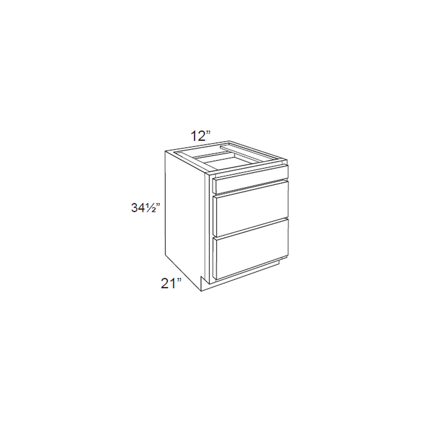 RTA Casselton Ivory 12" Vanity 3-Drawer Base Cabinet with 1 Decorative End Panel