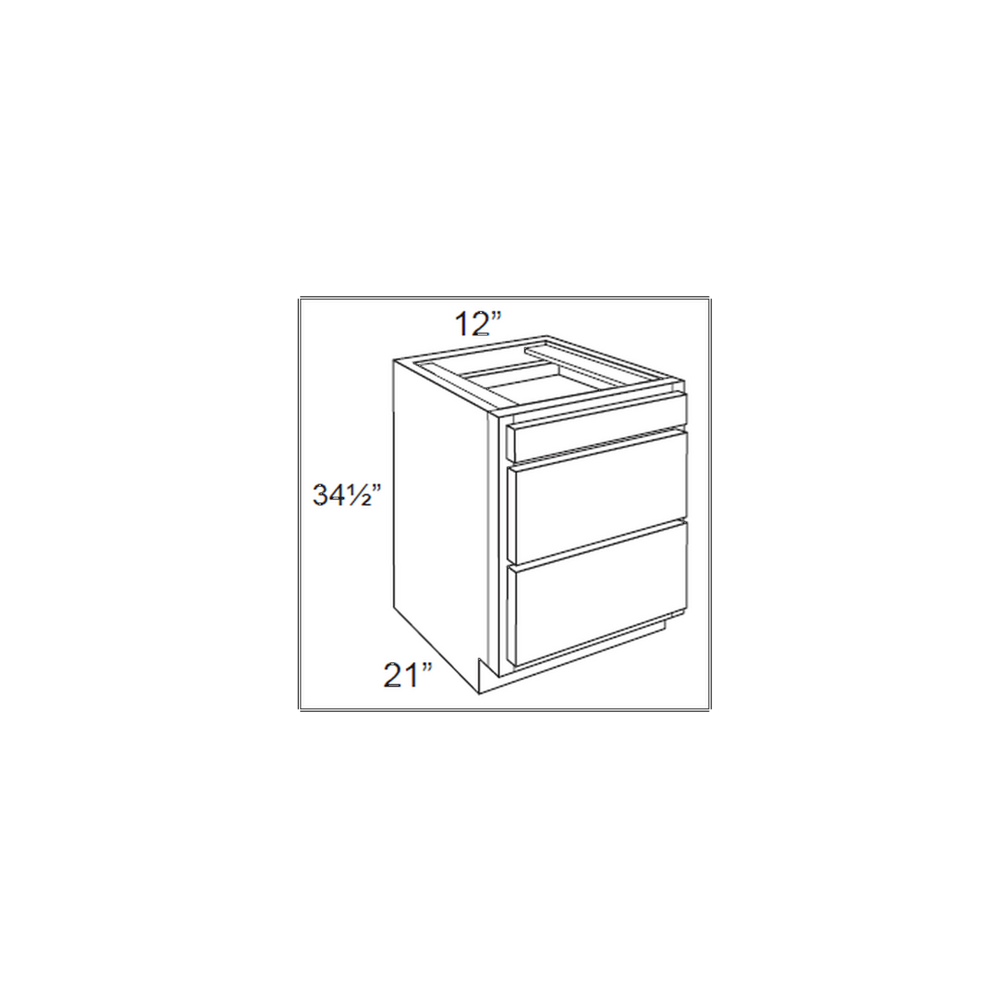 RTA Casselton Ivory 12" Vanity 3-Drawer Base Cabinet with 2 Decorative End Panels