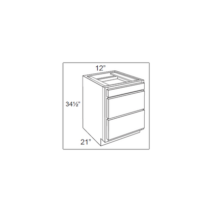 RTA Casselton Ivory 12" Vanity 3-Drawer Base Cabinet with 2 Decorative End Panels