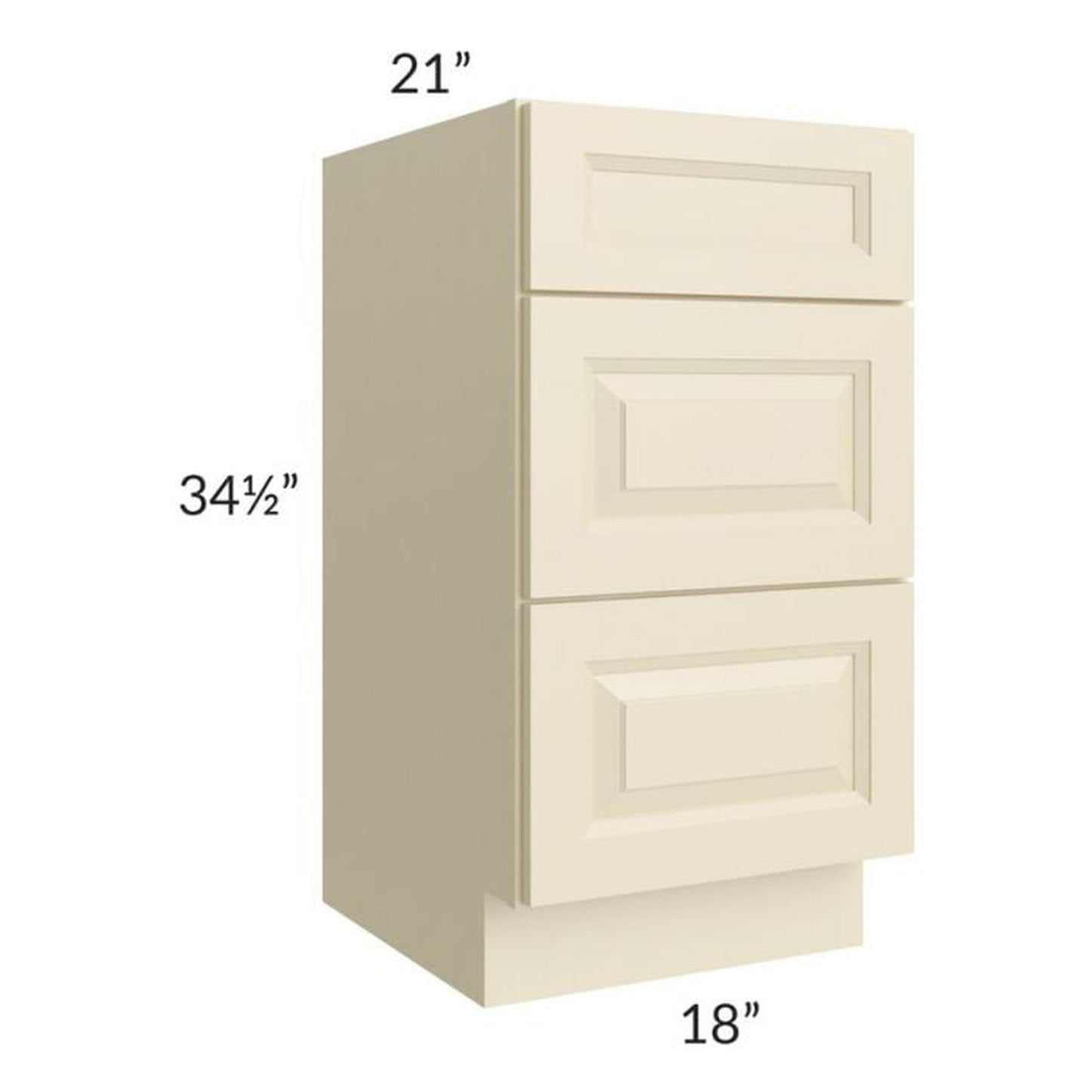 RTA Casselton Ivory 18" Vanity 3-Drawer Base Cabinet with 1 Decorative End Panel