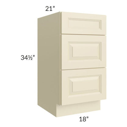 RTA Casselton Ivory 18" Vanity 3-Drawer Base Cabinet