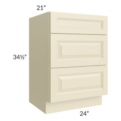 RTA Casselton Ivory 24" Vanity 3-Drawer Base Cabinet with 1 Decorative End Panel