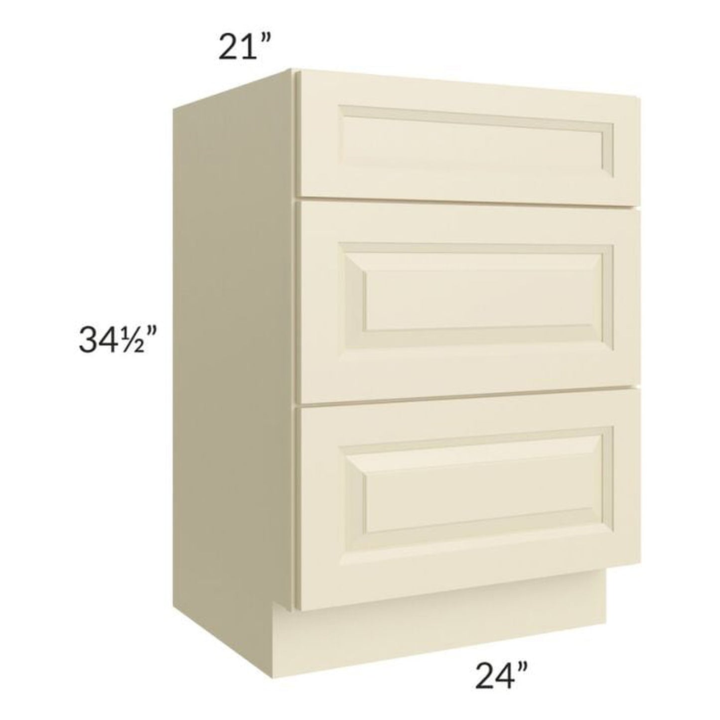 RTA Casselton Ivory 24" Vanity 3-Drawer Base Cabinet with 2 Decorative End Panels