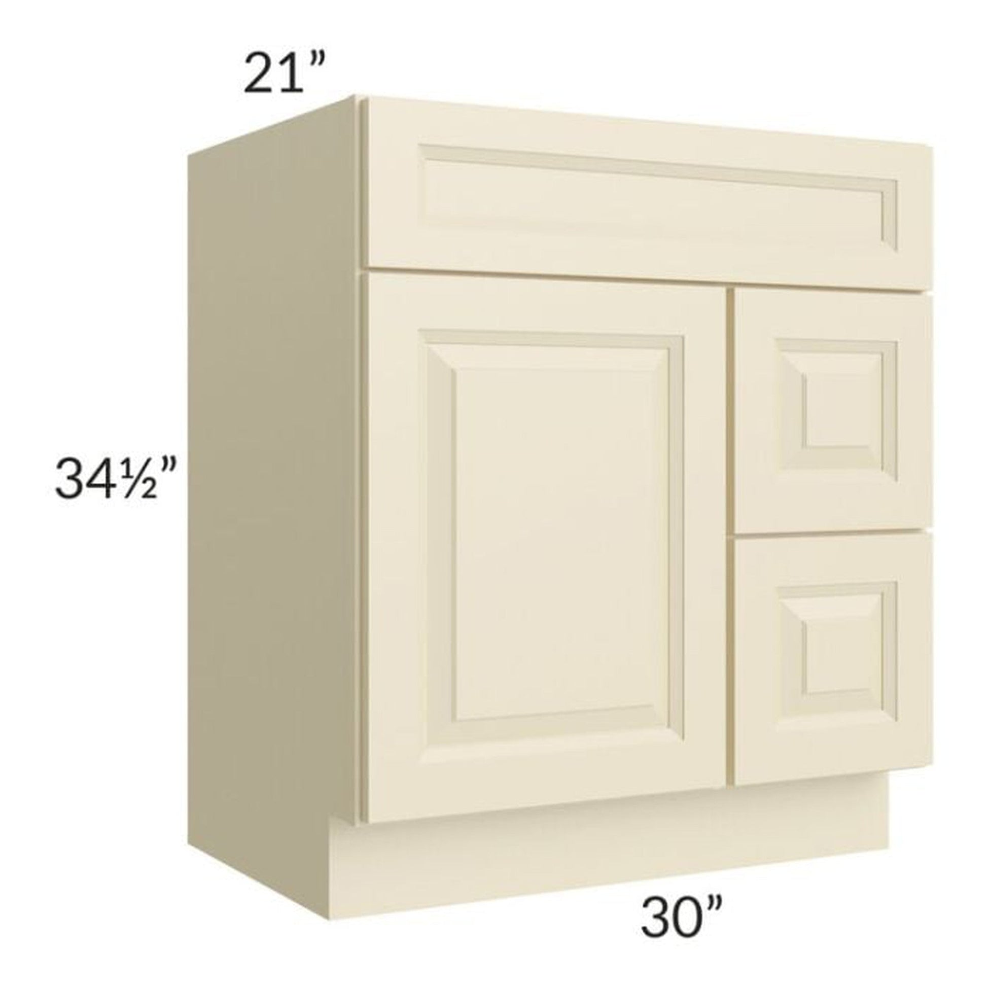 RTA Casselton Ivory 30" x 21" Vanity Sink Base Cabinet (Door on Left)