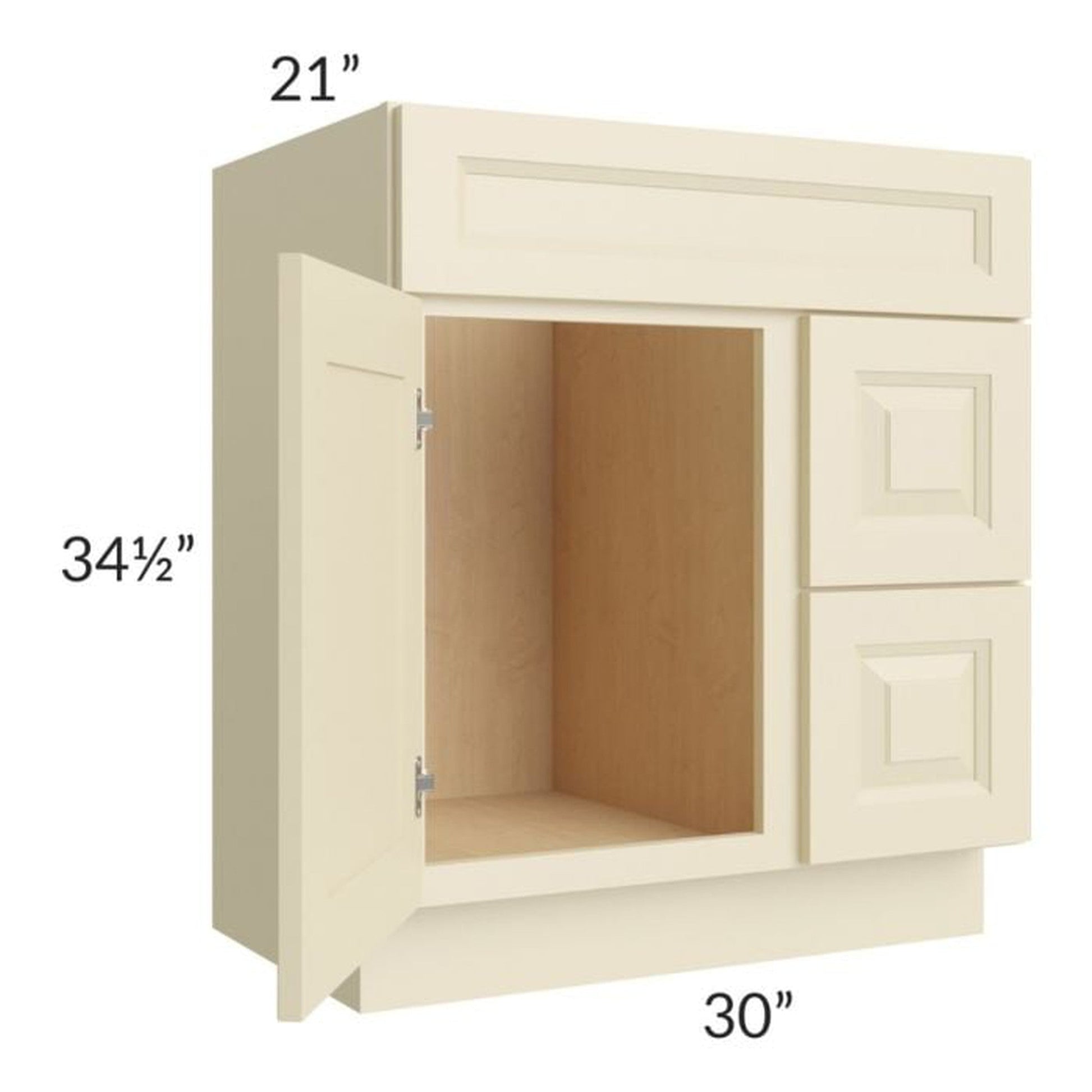 RTA Casselton Ivory 30" x 21" Vanity Sink Base Cabinet (Door on Left)