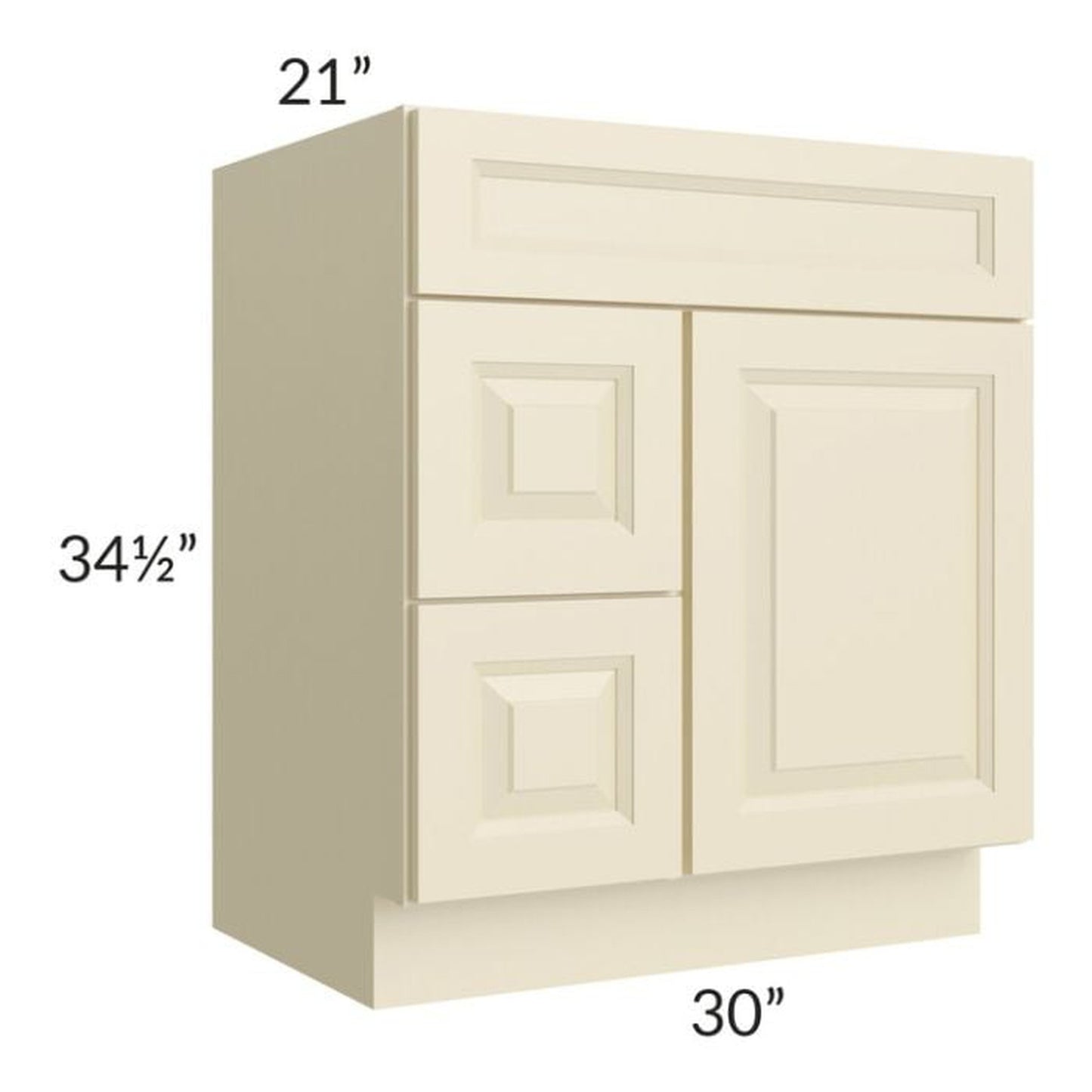 RTA Casselton Ivory 30" x 21" Vanity Sink Base Cabinet (Door on Right)