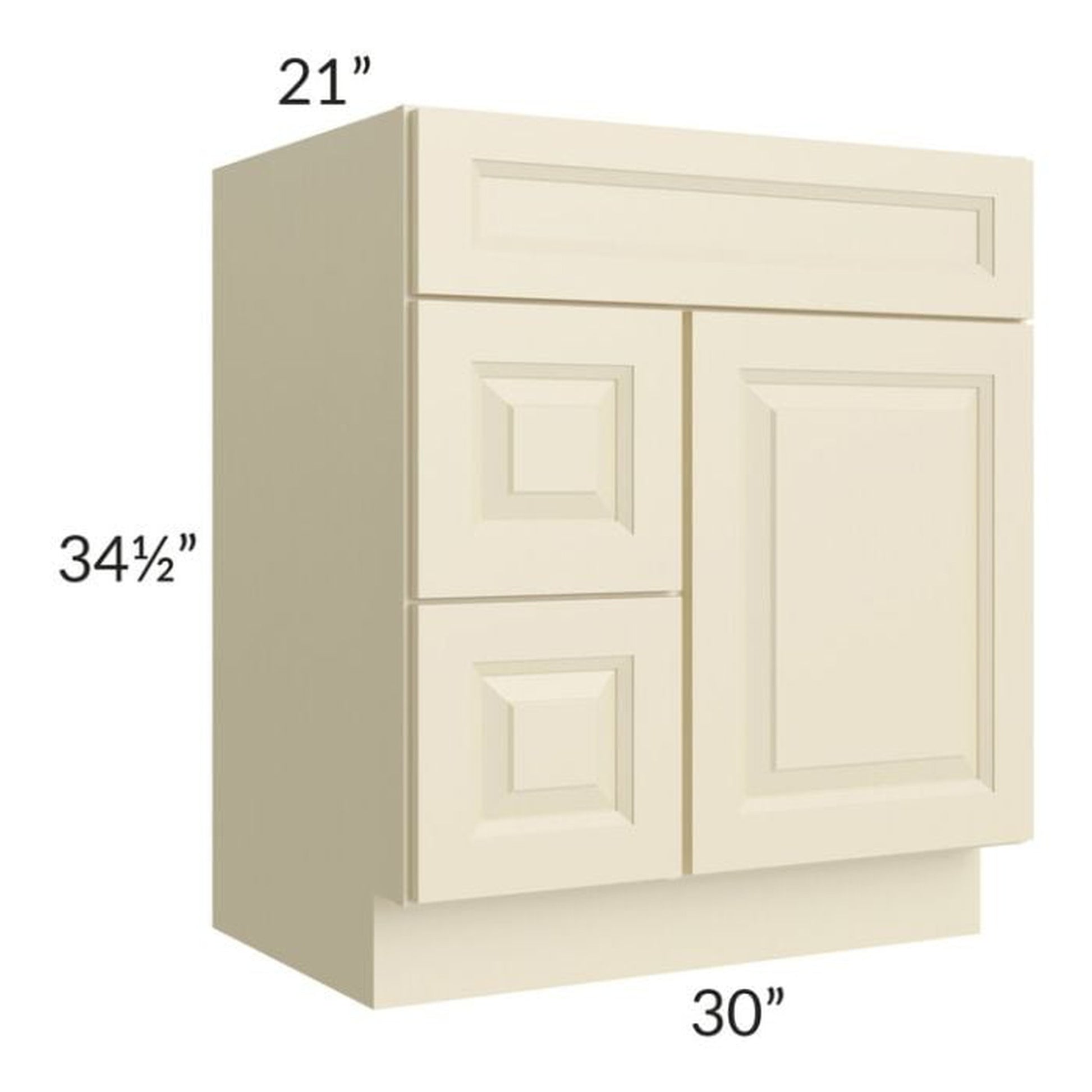 RTA Casselton Ivory 30" x 21" Vanity Sink Base Cabinet (Door on Right)