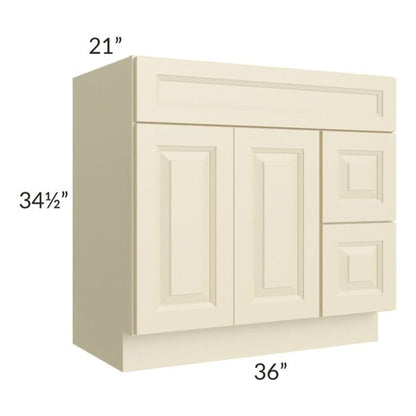 RTA Casselton Ivory 36" x 21" Vanity Sink Base Cabinet (Doors on Left)