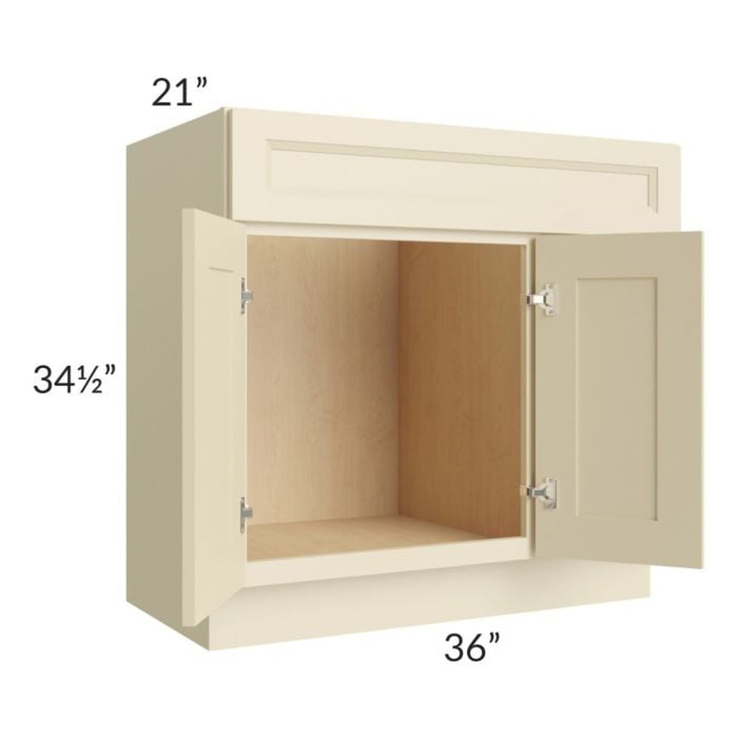 RTA Casselton Ivory 36" x 21" Vanity Sink Base Cabinet (Doors on Left) with 1 Decorative End Panel