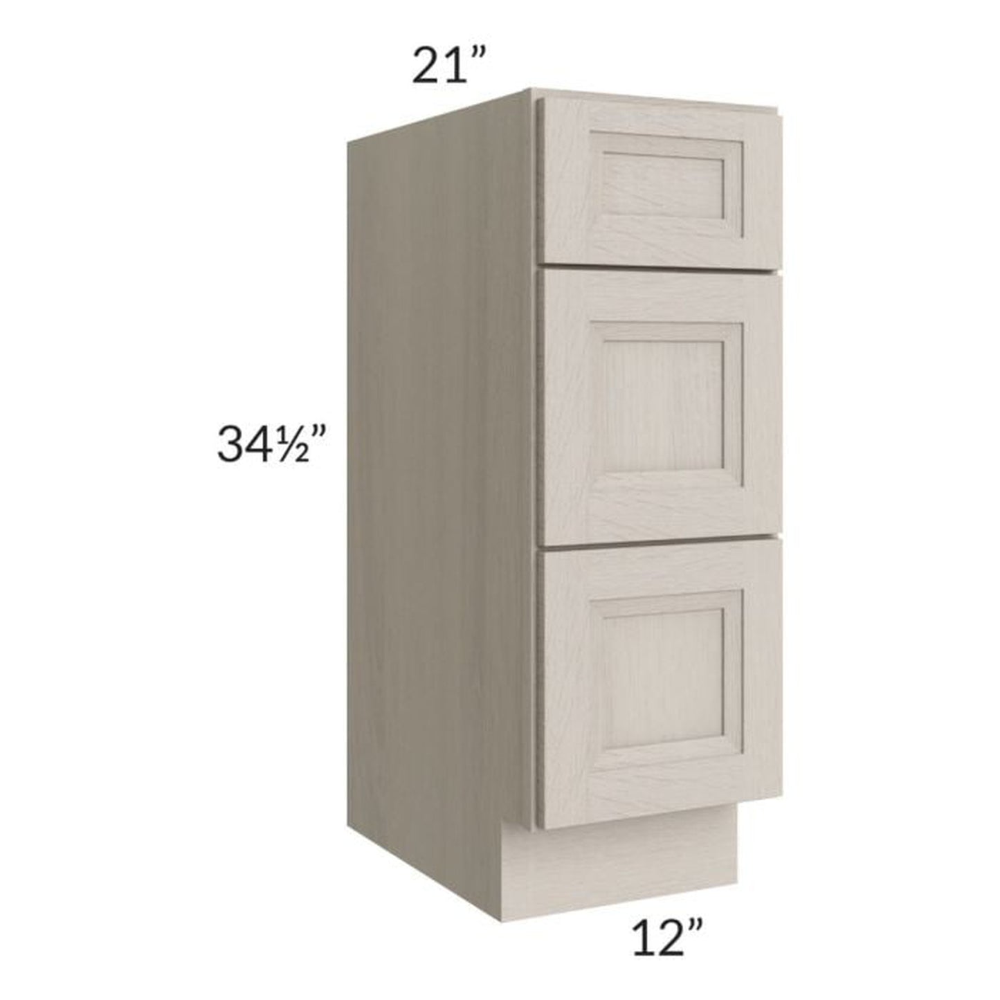 RTA Catalina Mist 12" 3-Drawer Vanity Base Cabinet with 1 Decorative End Panel