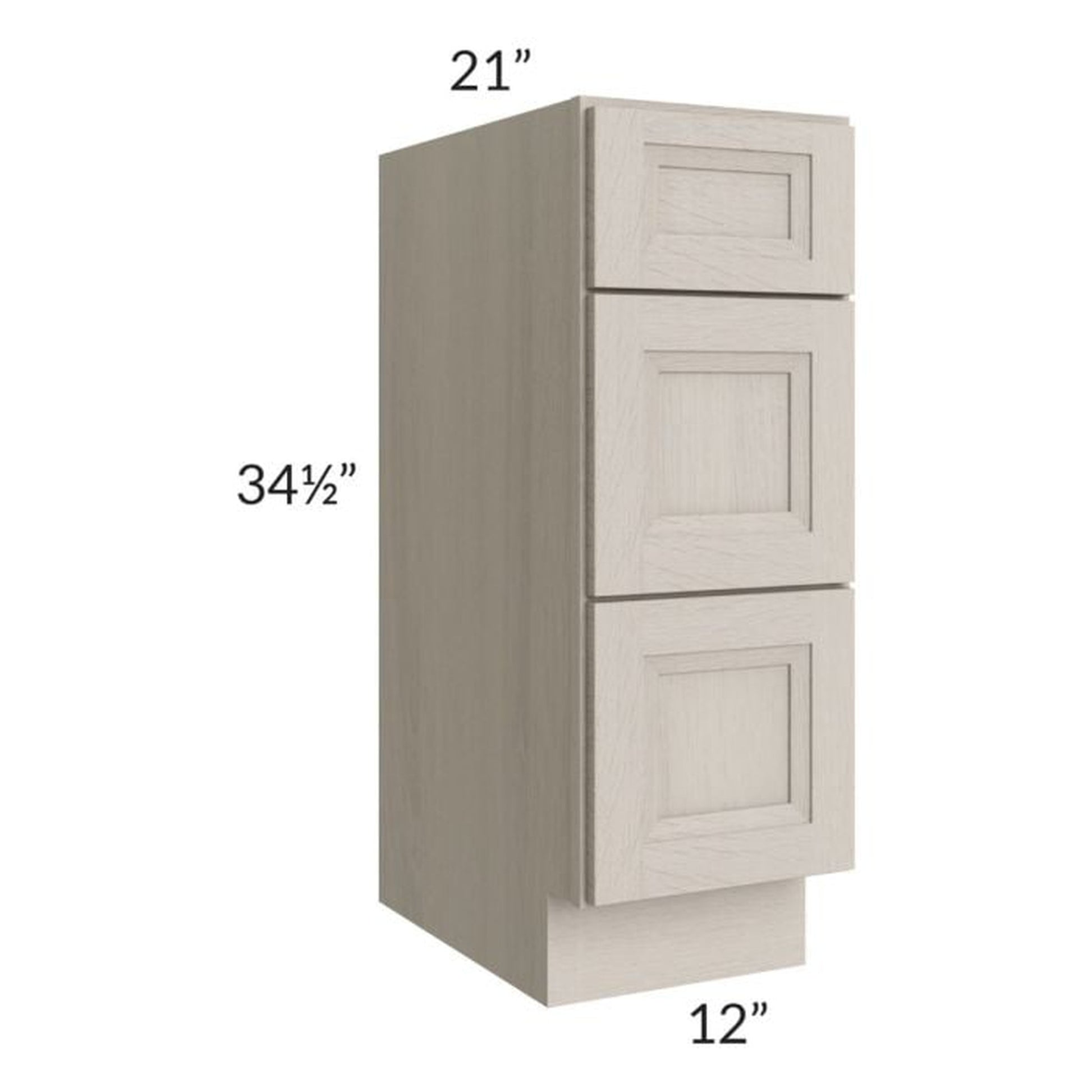 RTA Catalina Mist 12" 3-Drawer Vanity Base Cabinet with 2 Decorative End Panels