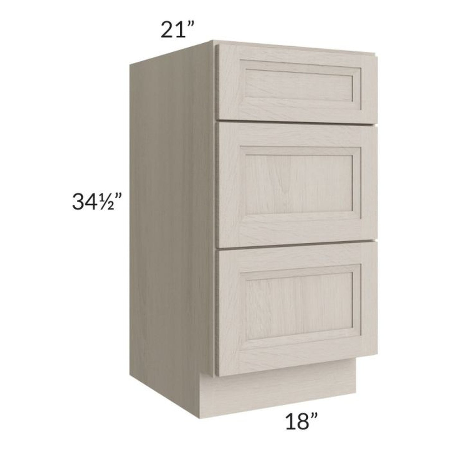 RTA Catalina Mist 18" 3-Drawer Vanity Base Cabinet with 1 Decorative End Panel