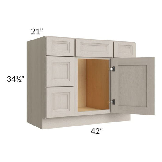 RTA Catalina Mist 42" 2-Drawer 2-Door Vanity Base Cabinet with 2 Decorative End Panels