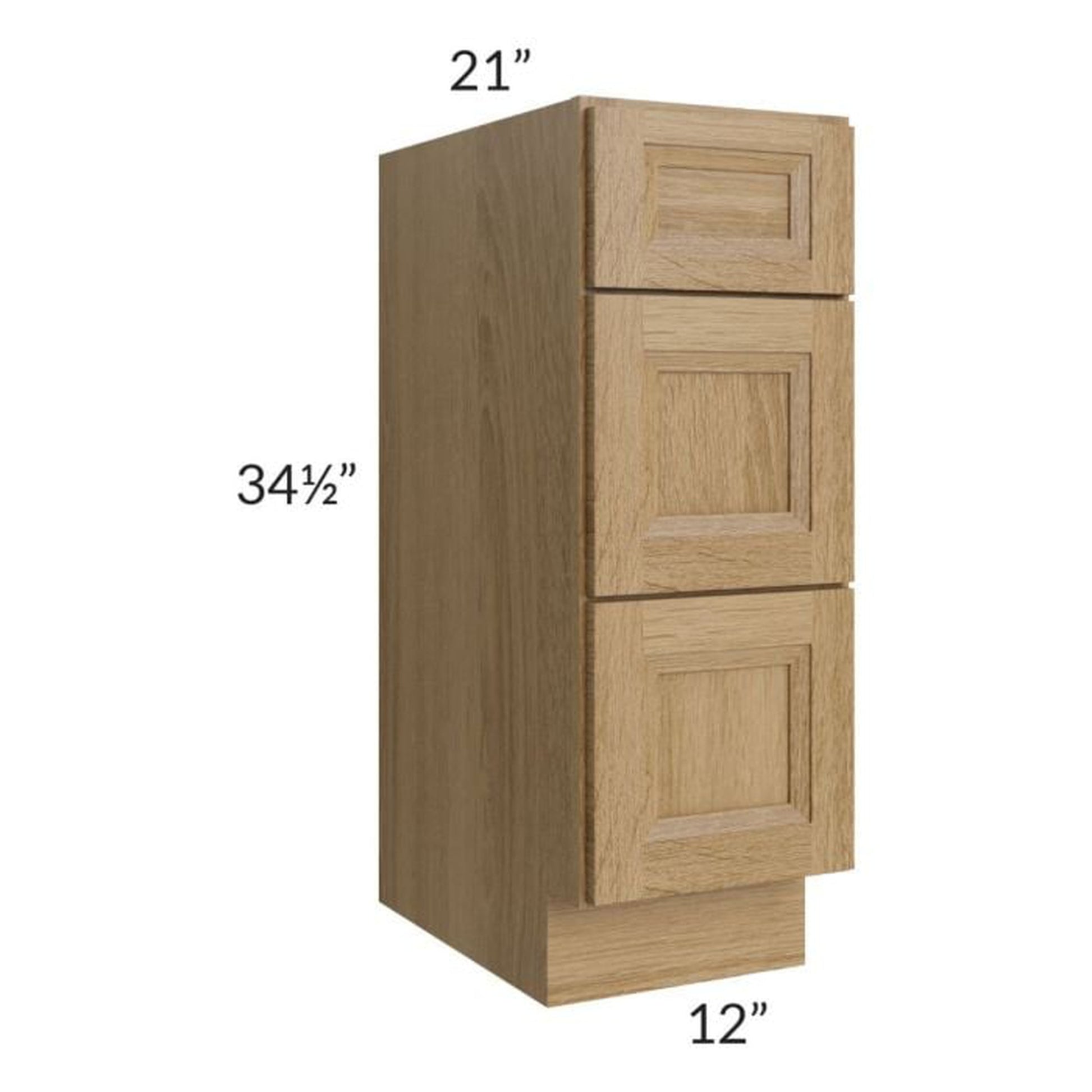 RTA Catalina Toffee 12" 3-Drawer Vanity Base Cabinet with 1 Decorative End Panel