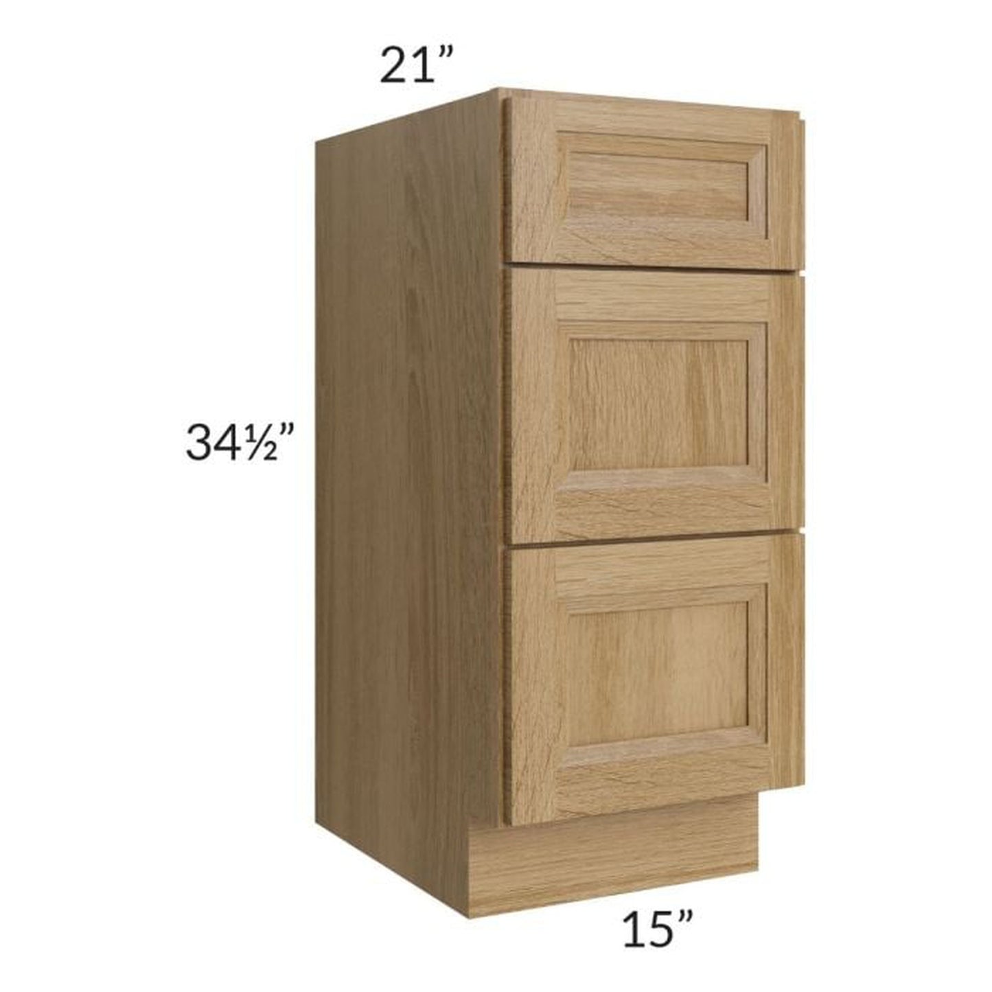 RTA Catalina Toffee 15" 3-Drawer Vanity Base Cabinet with 1 Decorative End Panel