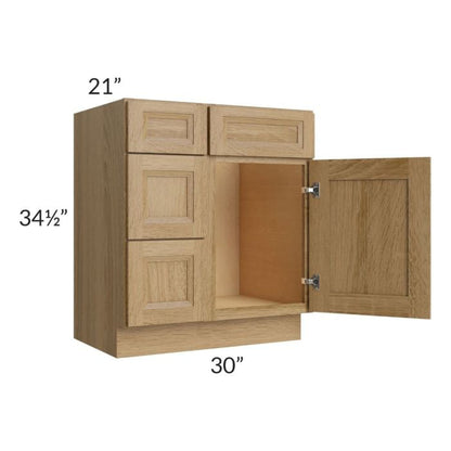 RTA Catalina Toffee 30" Vanity Base Cabinet (Drawers on Left) with 1 Decorative End Panel