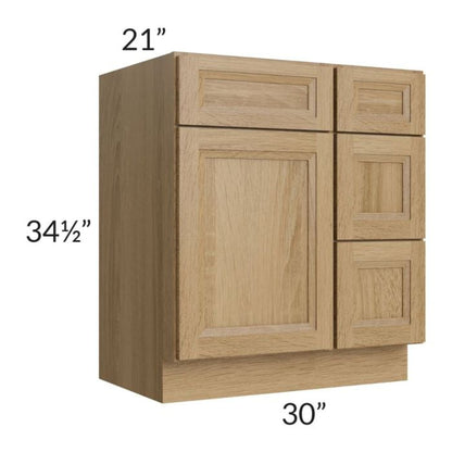 RTA Catalina Toffee 30" Vanity Base Cabinet (Drawers on Right)