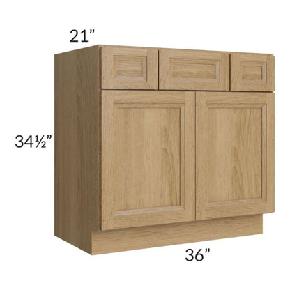 RTA Catalina Toffee 36" Vanity Base Cabinet with 1 Decorative End Panel