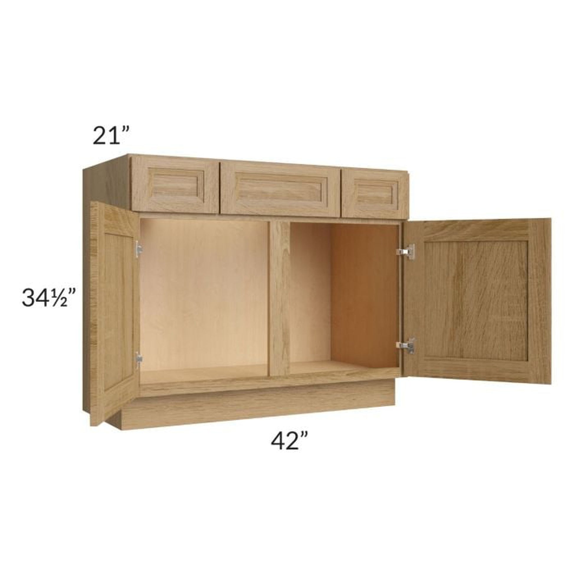 RTA Catalina Toffee 42" 2-Drawer 2-Door Vanity Base Cabinet with 1 Decorative End Panel