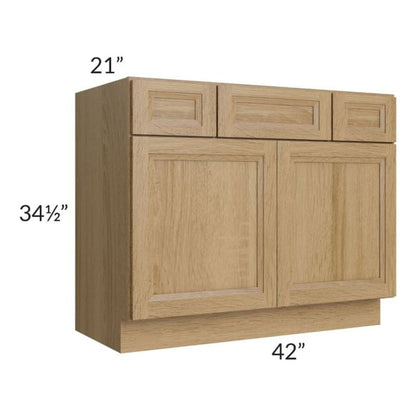 RTA Catalina Toffee 42" 2-Drawer 2-Door Vanity Base Cabinet with 2 Decorative End Panels