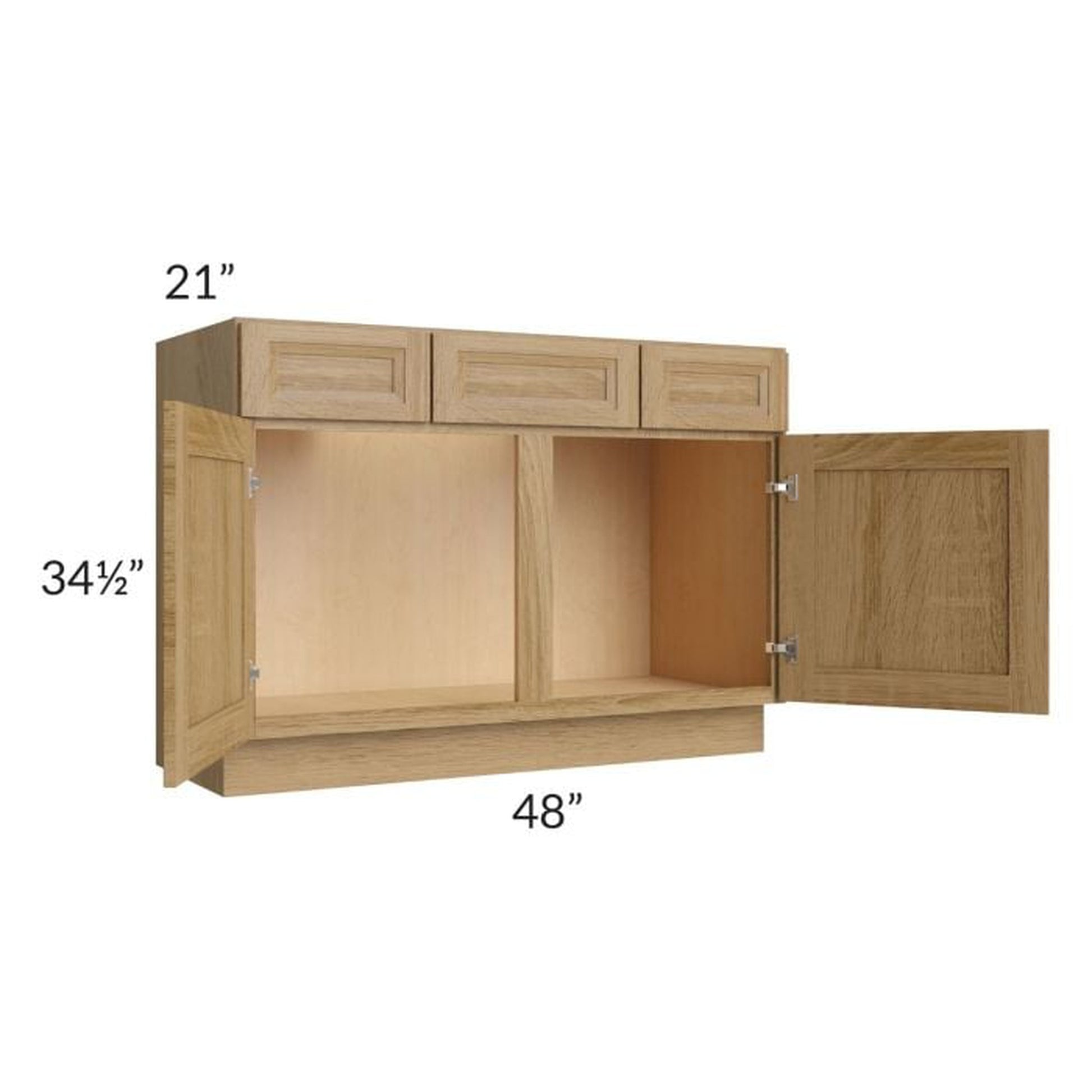 RTA Catalina Toffee 48" 2-Drawer 2-Door Vanity Base Cabinet with 1 Decorative End Panel