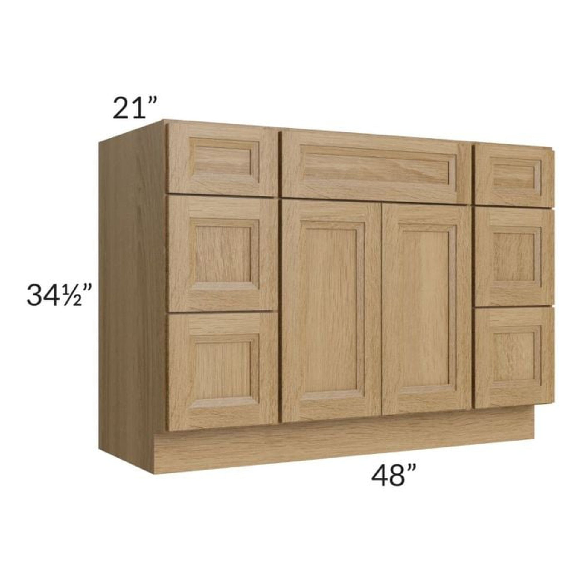 RTA Catalina Toffee 48" 6-Drawer 1-Door Vanity Base Cabinet