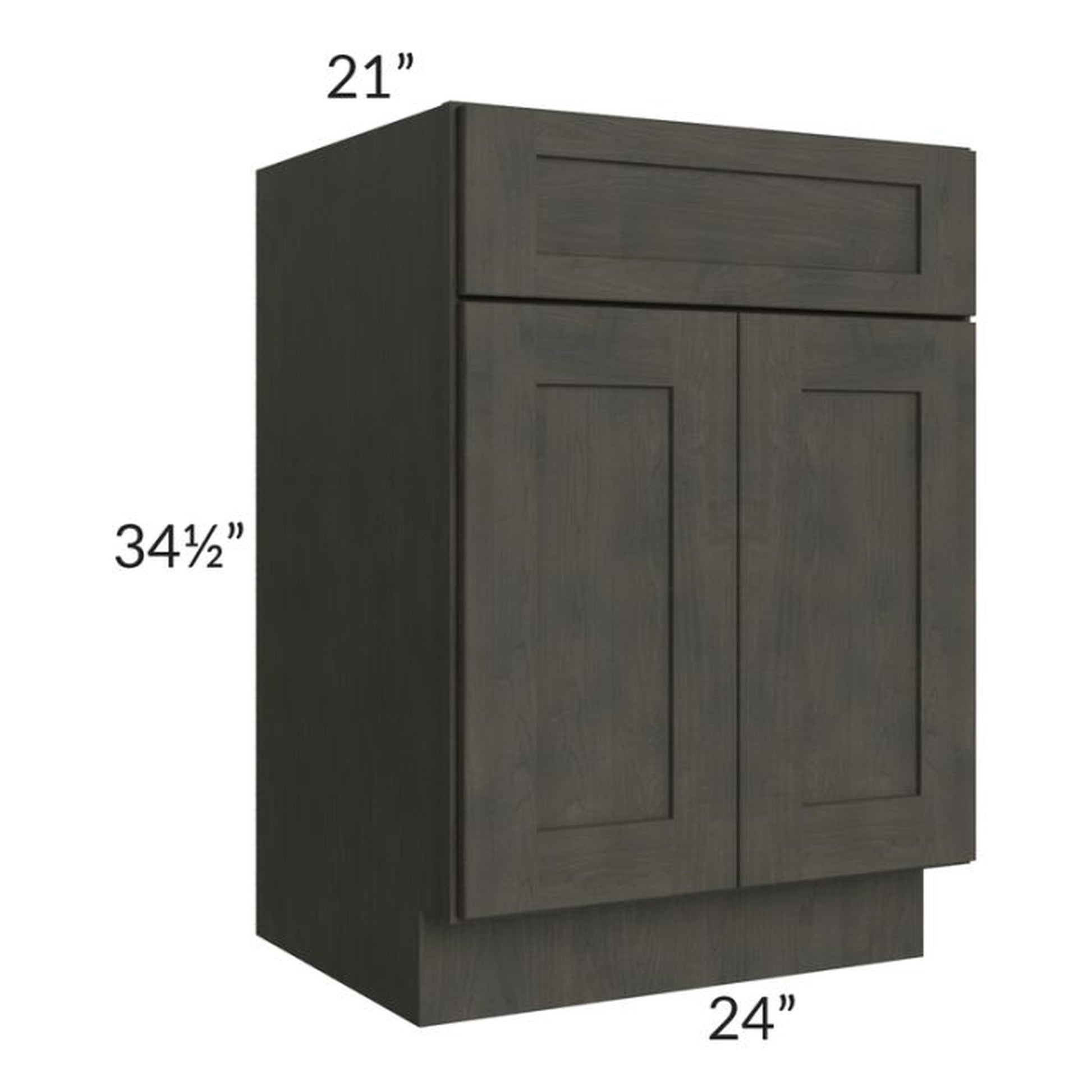 RTA Charcoal Grey Shaker 24" Vanity Base Cabinet with 1 Decorative End Panel