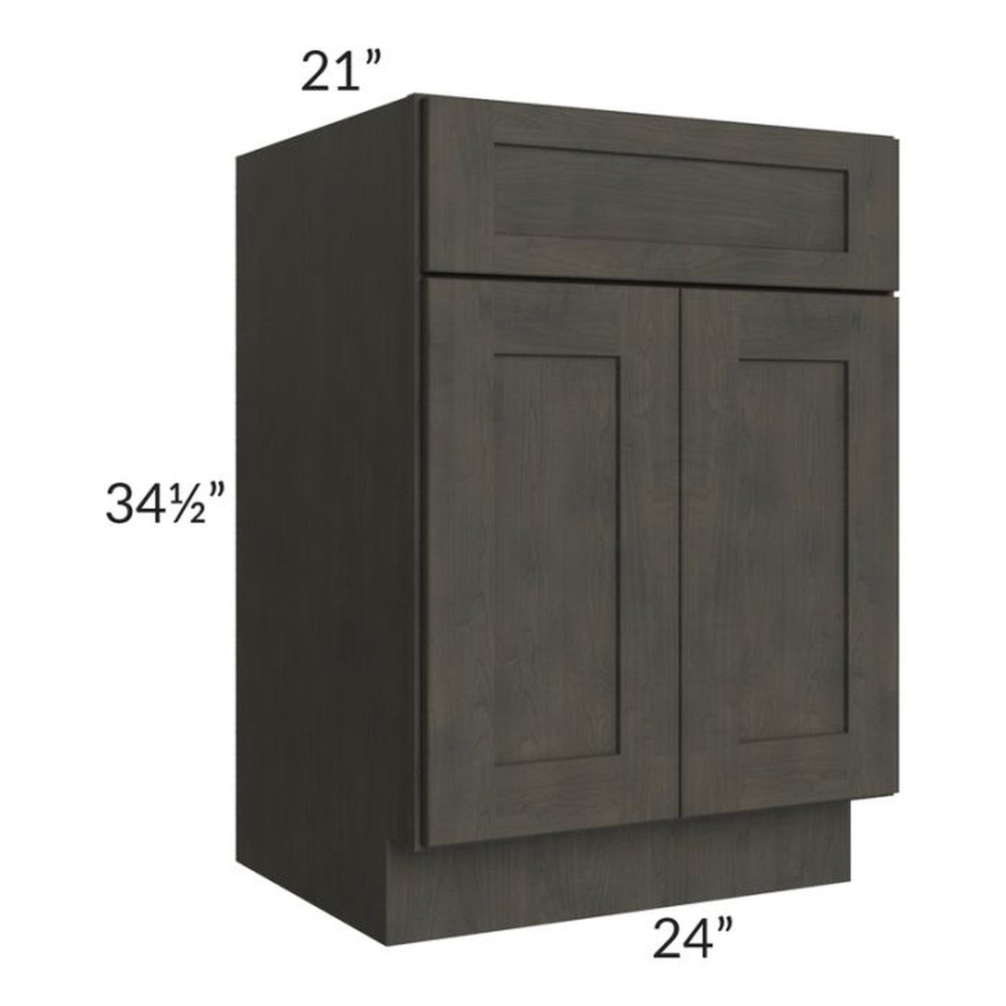 RTA Charcoal Grey Shaker 24" Vanity Base Cabinet with 2 Decorative End Panels