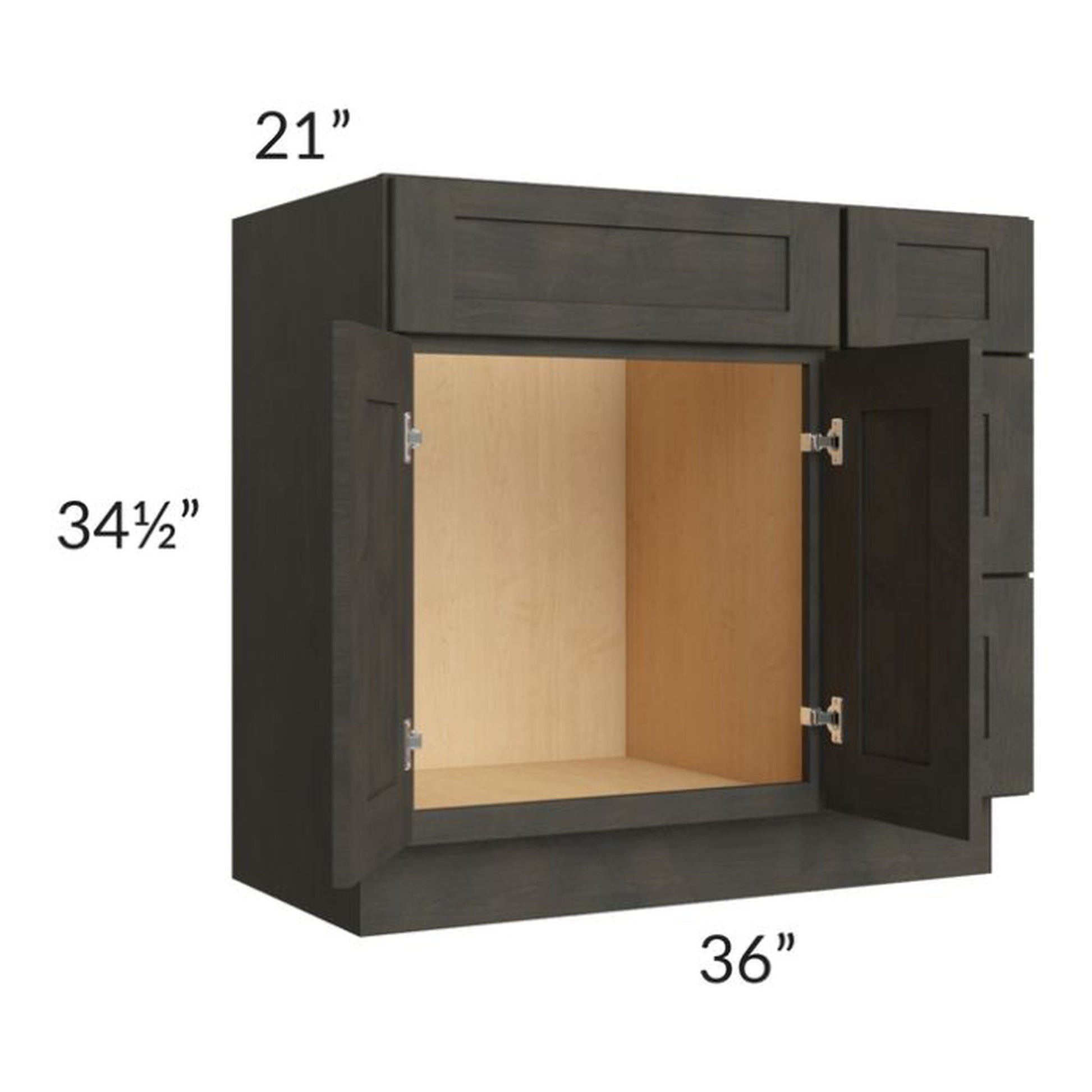 RTA Charcoal Grey Shaker 36" Vanity Base Cabinet (Drawers on Right)