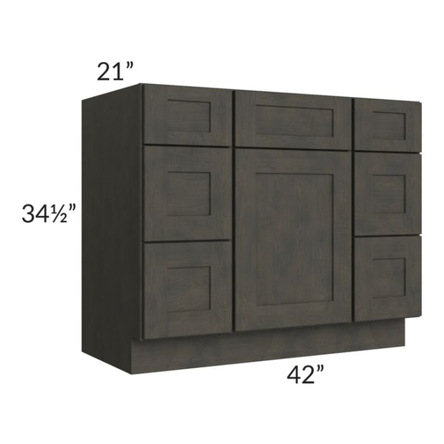 RTA Charcoal Grey Shaker 42" Vanity Base Cabinet 1 with 1 Decorative End Panel