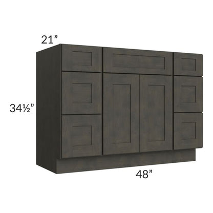 RTA Charcoal Grey Shaker 48" Vanity Base Cabinet 1 with 1 Decorative End Panel