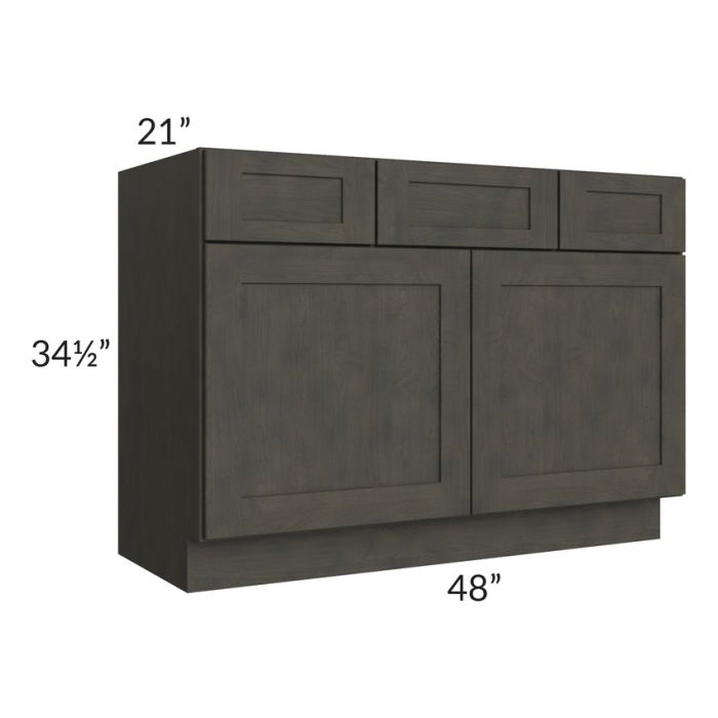 RTA Charcoal Grey Shaker 48" Vanity Base Cabinet