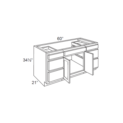 RTA Charcoal Grey Shaker 60" Vanity Base Cabinet