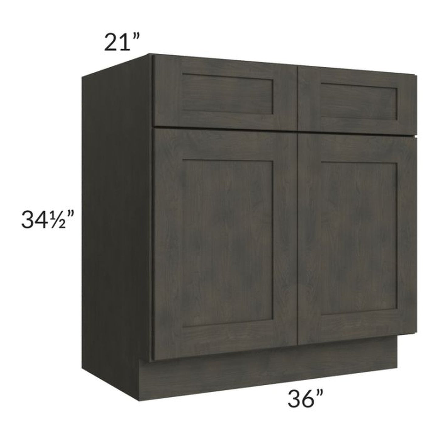 RTA Charcoal Grey Shaker Width 36" Vanity Base Cabinet with 1 Decorative End Panel