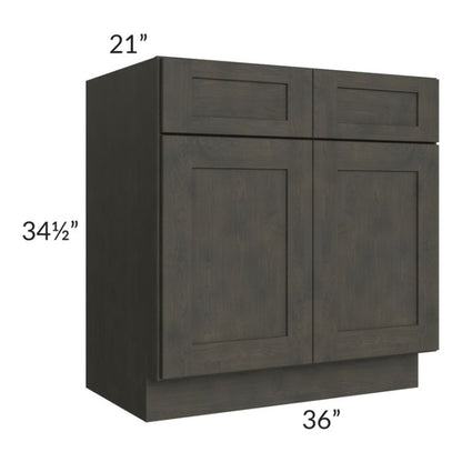 RTA Charcoal Grey Shaker Width 36" Vanity Base Cabinet with 2 Decorative End Panels