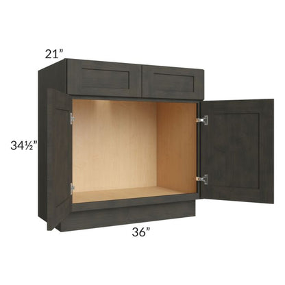 RTA Charcoal Grey Shaker Width 36" Vanity Base Cabinet