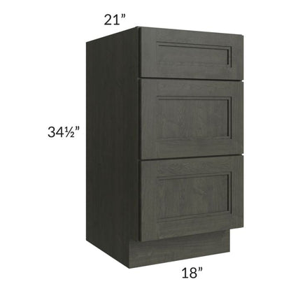 RTA Charlotte Dark Grey 18" Vanity 3-Drawer Base Cabinet with 1 Decorative End Panel