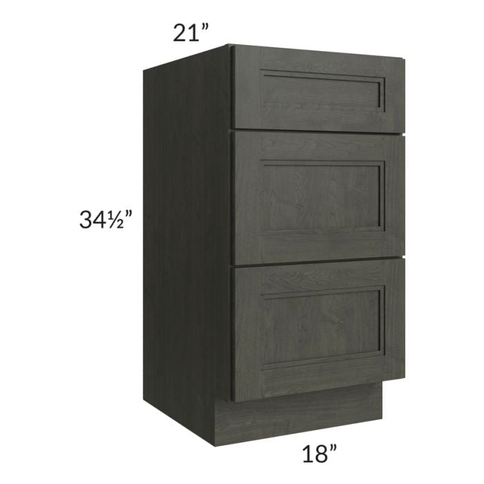 RTA Charlotte Dark Grey 18" Vanity 3-Drawer Base Cabinet with 2 Decorative End Panels