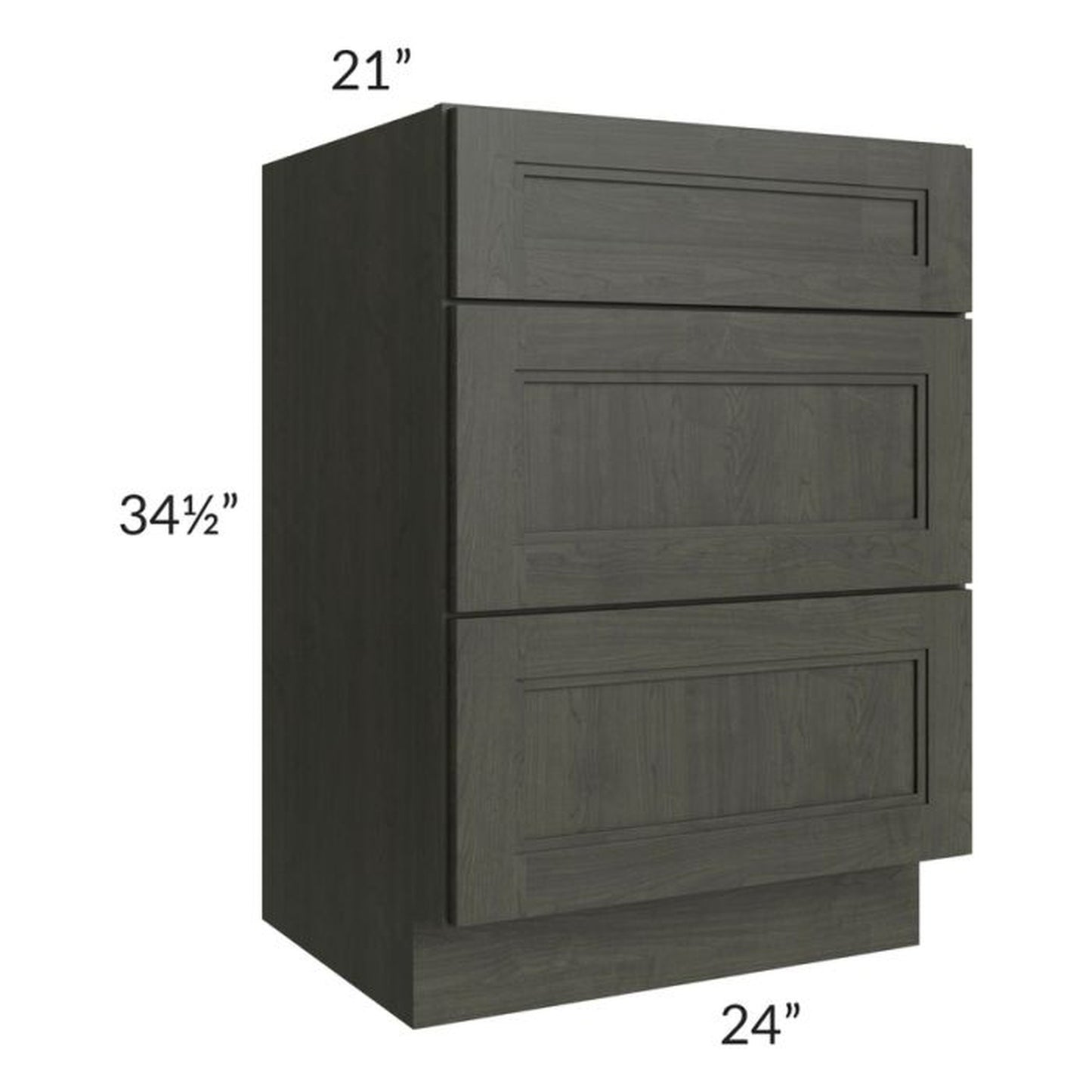 RTA Charlotte Dark Grey 24" Vanity 3-Drawer Base Cabinet