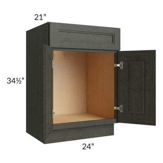 RTA Charlotte Dark Grey 24" Vanity Sink Base Cabinet with 1 Decorative End Panel