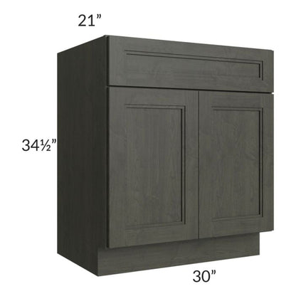 RTA Charlotte Dark Grey 30" Vanity Sink Base Cabinet with 1 Decorative End Panel