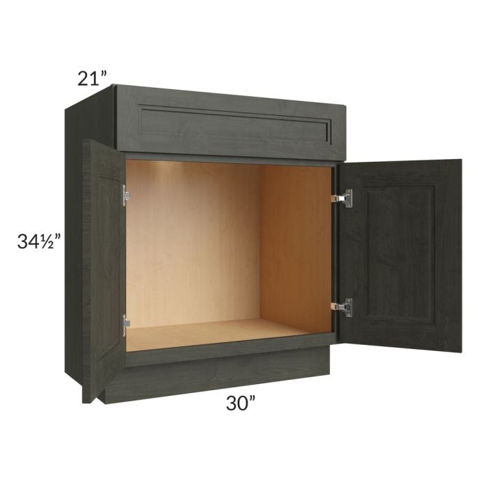 RTA Charlotte Dark Grey 30" Vanity Sink Base Cabinet with 1 Decorative End Panel