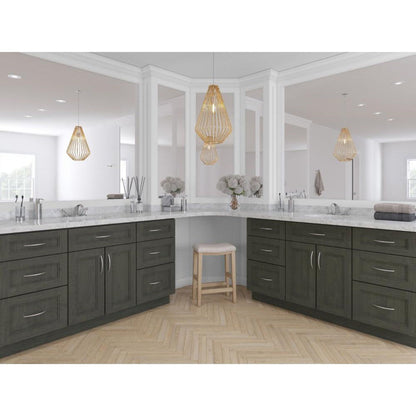 RTA Charlotte Dark Grey 30" x 21" Vanity Sink Base Cabinet (Door on Left) with 1 Decorative End Panel